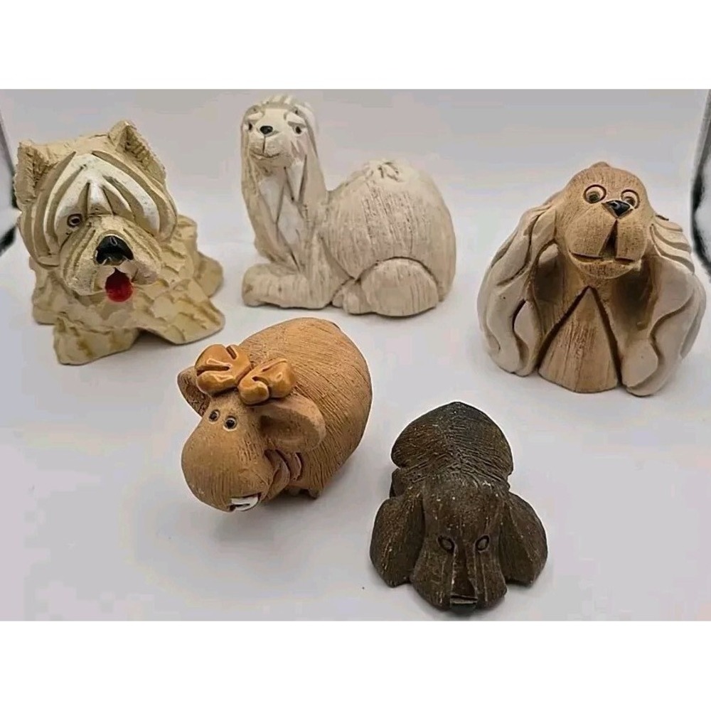 5 VTG Artesania Rinconda Spaniel Bloodhound Terroir Moose Camel Resin Figurines!